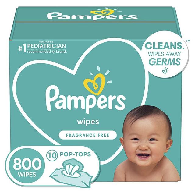 Baby Wipes, Pampers Baby Diaper Wipes, Hypoallergenic and Unscented, 10X Pop-Top Packs, 800 Count
