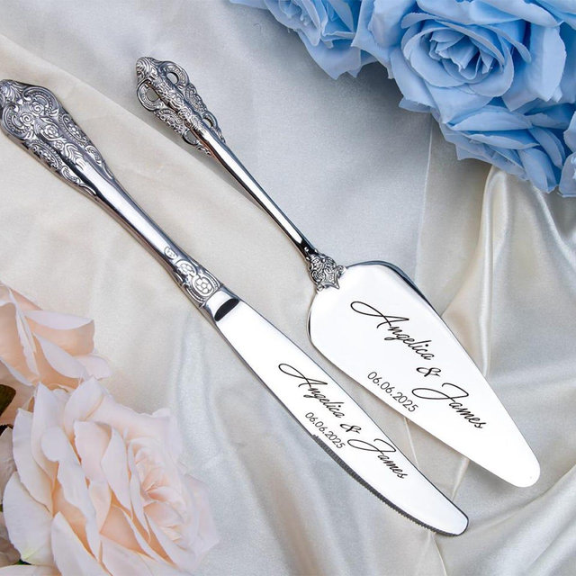 Custom Wedding Cake Serving Set Engraved Cake Cutter Wedding Cake Knife unique keepsake wedding gift Anniversary Keepsake