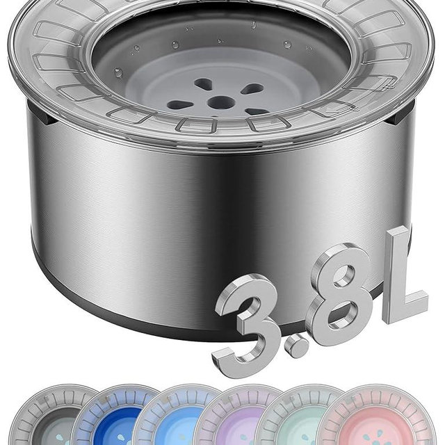 Heouvo 1 Gallon Large Dog Water Bowl No Spill,【Anti Digging Lid & Rubber Bottom】 Spill Proof Dog Bowl, Anti Splash Mess Dripless Slow Drinking Stainless Steel Water for Sloppy Messy Drinkers Car