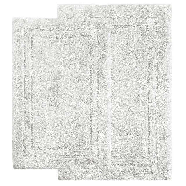 Plush and Absorbent Non-Slip Cotton White 2-Piece Bath Rug Set by Blue Nile Mills