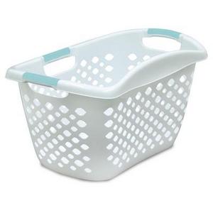 Home Logic Hip Grip Laundry Basket - White with Teal Handles