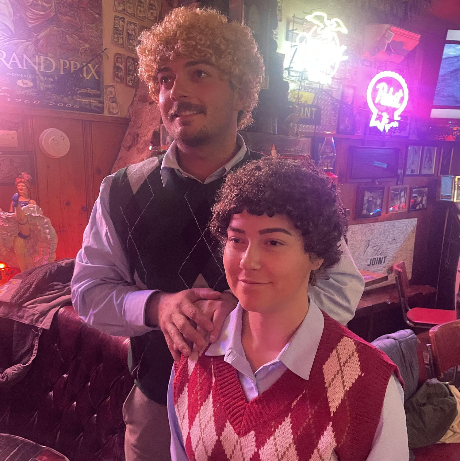 Blake being a good sport with all of my crazy Halloween costume ideas. Step Brothers 2023 at our favorite desert bar!