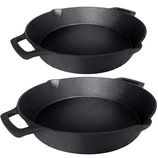 Simple Chef Cast Iron 2 Piece Bundle - 10" and 12" Dual Cast Iron Skillets