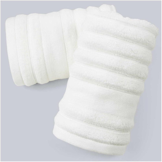 Luxurious 2-Pack Ribbed Striped Hand Towels (White) – Hotel & Spa Premium Cotton Face Towels 13” x 29”, Soft and Quick Drying 480 GSM
