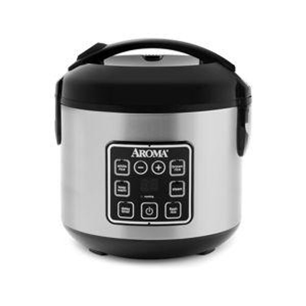 AROMA Digital Rice Cooker, 4-Cup (Uncooked) / 8-Cup (Cooked), Steamer, Grain Cooker, Multicooker, 2 Qt, Stainless Steel Exterior, ARC-914SBD