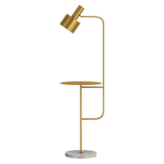 Hsyile Lighting KU300217 Contemporary Modern Creative Floor Lamp with a Table,Suitable for Living Room,Den,Office,Bedroom - E26 Bulb - Brushed Brass Finish