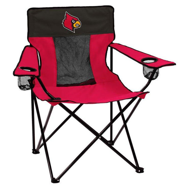 Logo Brands NCAA Louisville Cardinals Elite Chair, Unisex Adult Chair with Two Cup Holder, One Size, Team Color