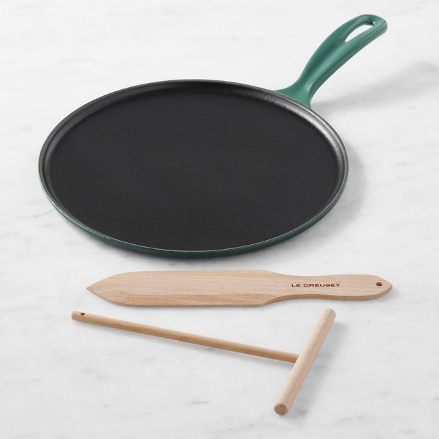 Le Creuset Enameled Cast Iron Crepe Pan with Spreader and Spatula, Artichaut