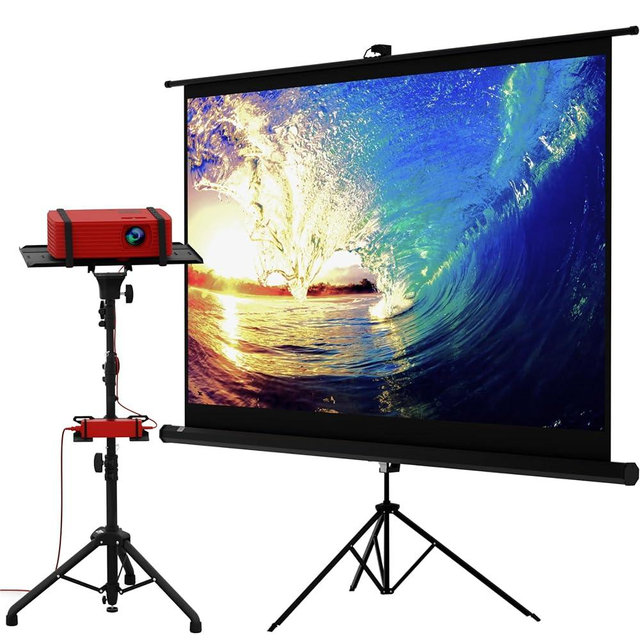 84" Projector Screen with Stand & Universal Projector Tripod Stand