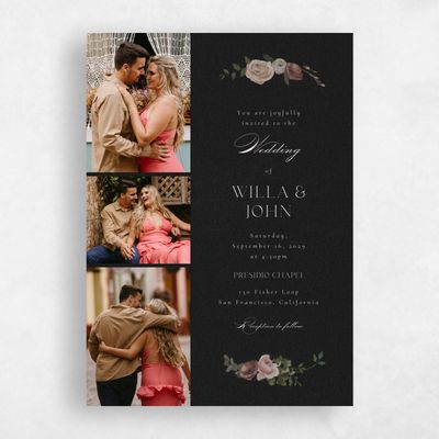 Black Wedding Invitation - Bourgeon Multiphoto