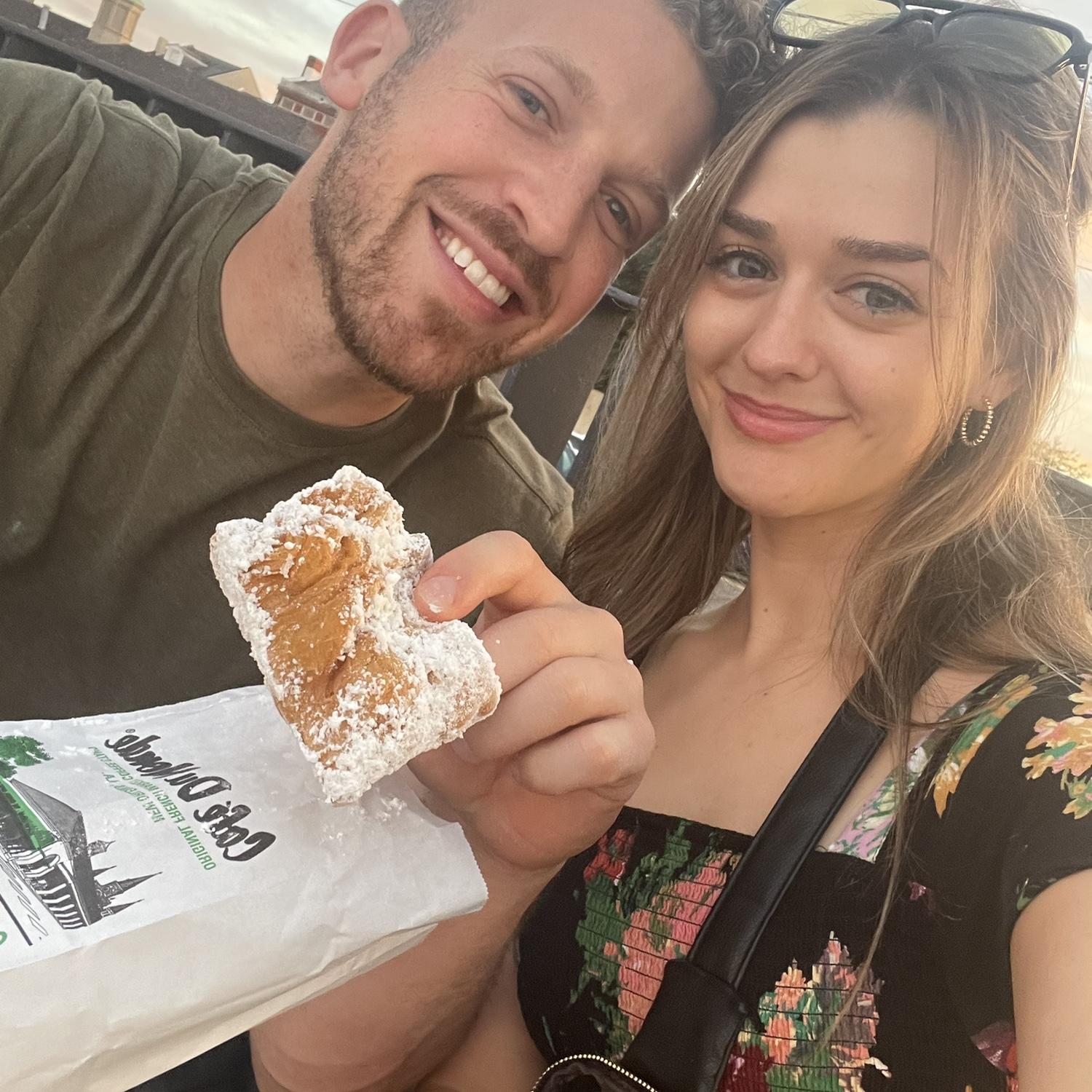 Our first of many bags of beignets from Cafe Du Monde in New Orleans, Louisiana, November, 2022.