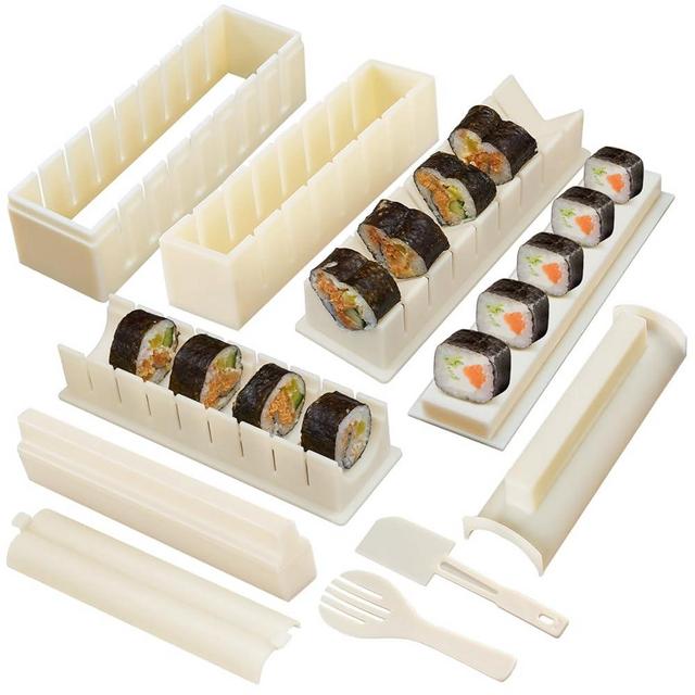 Sushi Making Kit, Sushi Maker Kit, Sushi Molds Press with Sushi Rice Mold Shapes,Sushi Maker Roller Kit, Sushi Kit for Beginners, DIY Home Onigiri Mold Sushi Tool (7 pack)