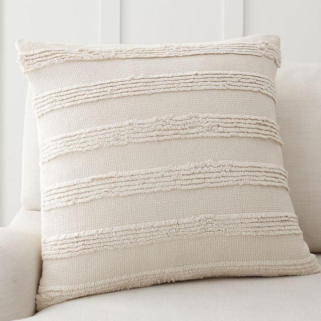 Damia Textured Pillow Cover, 22 x 22", Ivory Multi