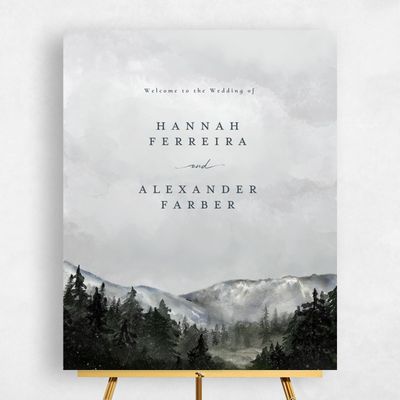 Winter, Grey Wedding Sign - Montagne Portrait