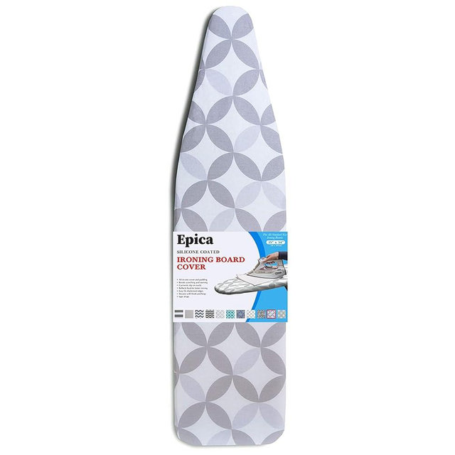 EPICA Silicone Coated Ironing Board Cover- Resists Scorching and Staining - 15" x54 (Grey Diamond)