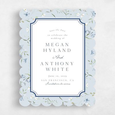 Blue Scalloped Wedding Save the Date - Vasara Portrait