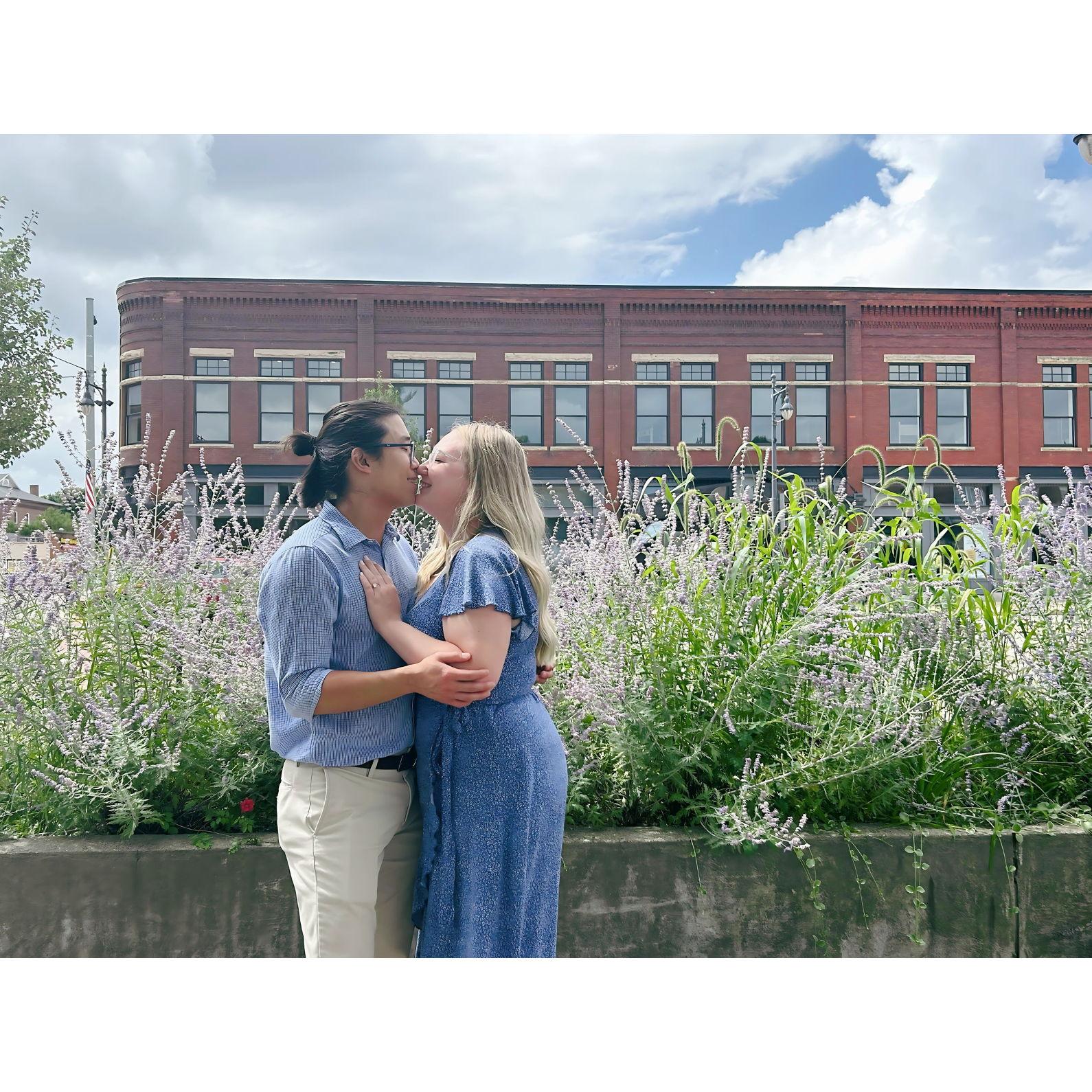 Sharing a moment in beautiful downtown Albion.
