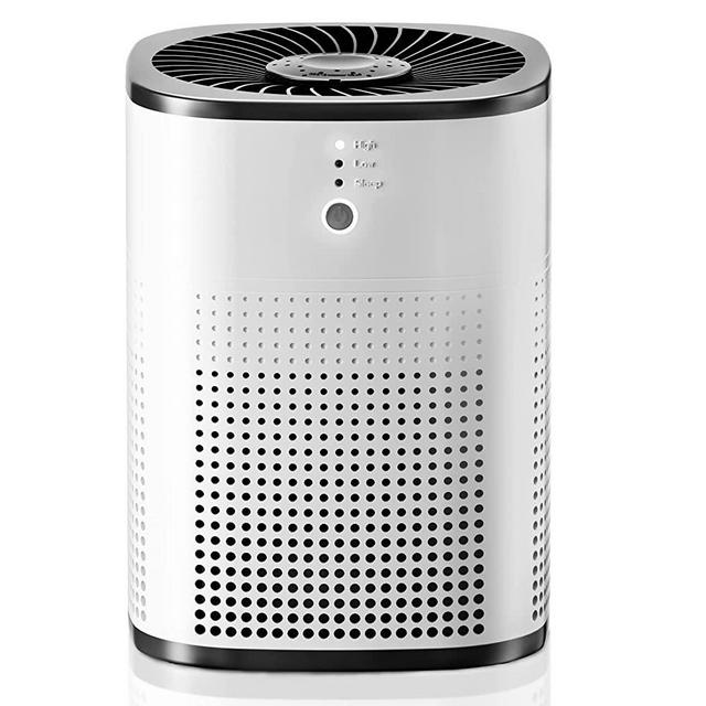 Air Purifier for Bedroom, H13 True HEPA Filter Air Purifier, 360° Air Intake with 5-Stage Filtration, 24db Filtration System Air Cleaner Odor Eliminator Remove 99.97% Dust Smoke Pollen Dander for Pets Allergies
