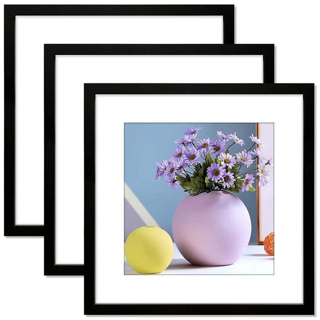 EZOOZE 24x24 Frame, Black 24x24 Picture Frame With Mat 20x20, Wall Hanging Elegant Simplicity Poster Frame, 3-Pack