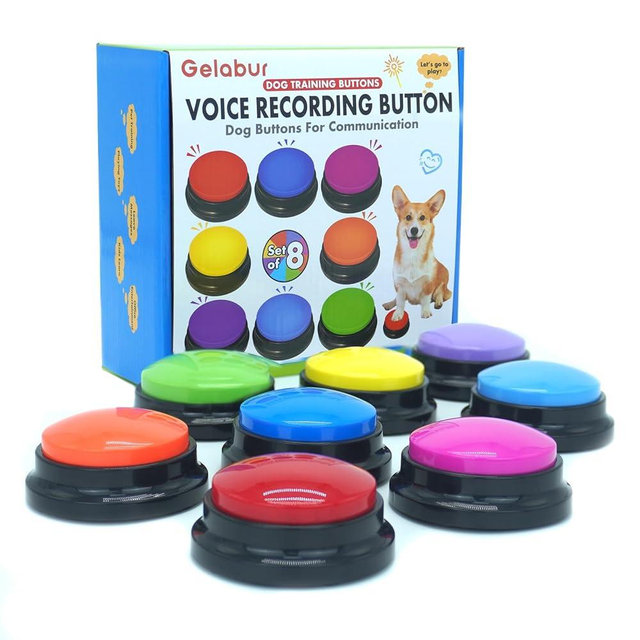 Gelabur Set of 8 Dog Buttons for Communication, Voice Recordable Buttons for Classroom, Dog Training Talking Buttons Starter Set, Pet Easy Speaking Buttons Tools