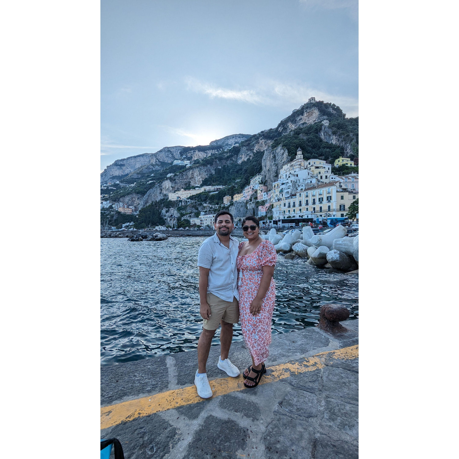 Us in Positano right before Rabina had heat exhaustion and had to buy a new dress to keep her cool.