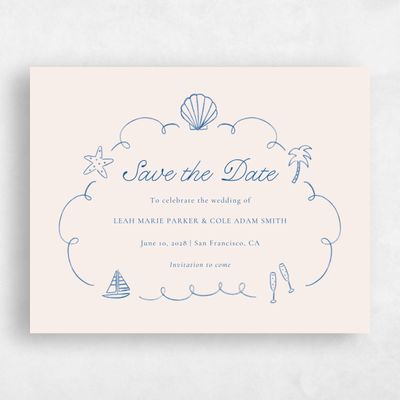 Cobalt, Blue Wedding Save the Date - Boracay Landscape