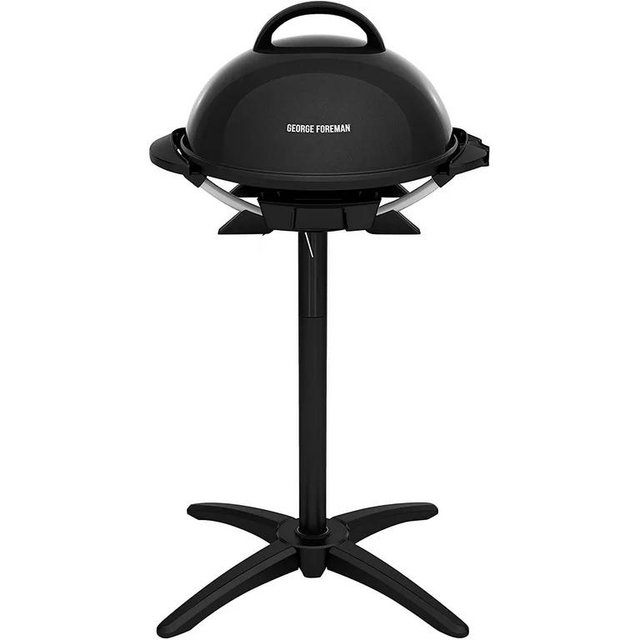 George Foreman Indoor/Outdoor Electric Patio Grill, Apartment Approved, 15-Serving, Removable Stand, Black