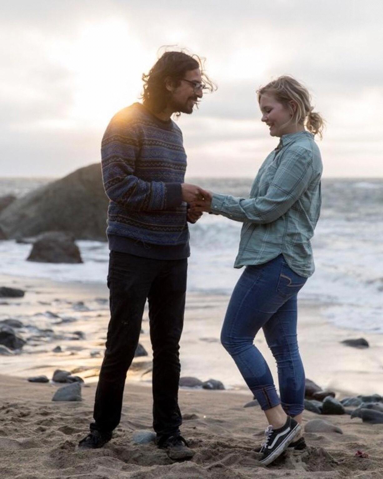 Daniel slipping on the ring after Kaylee finally said YES!