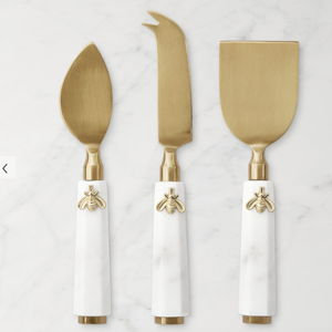 Williams Sonoma Honeycomb Marble Cheese Knives, Set of 3