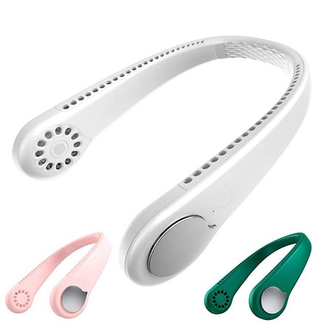 Portable Neck Fan Bladeless Cooling Fan - Durable Wearable Personal Fan Comfortable Mute Leafless Small Fan USB Rechargeable Neck Fans Suitable For Outdoor Indoor Travel Office (White)