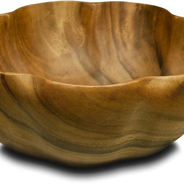 Pacific Merchants Acaciaware 12- by 4-Inch Acacia Wood Round Flared Serving/Salad Bowl