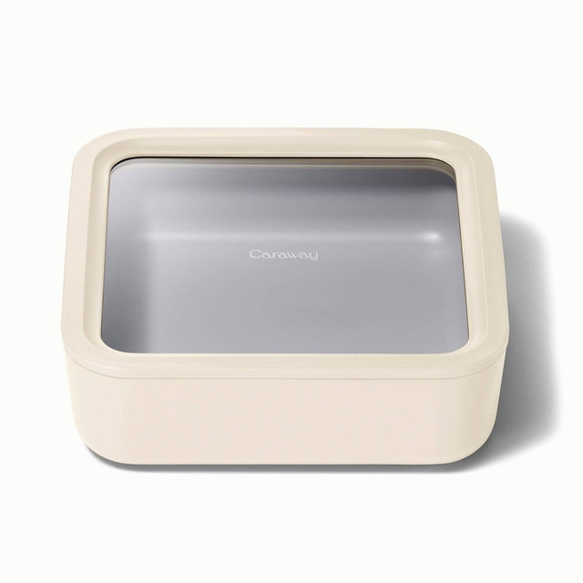 Caraway Home Large Ceramic Coated Glass Food Storage Container Cream
