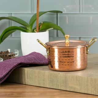 Hammered Copper Casserole Dish with Cover