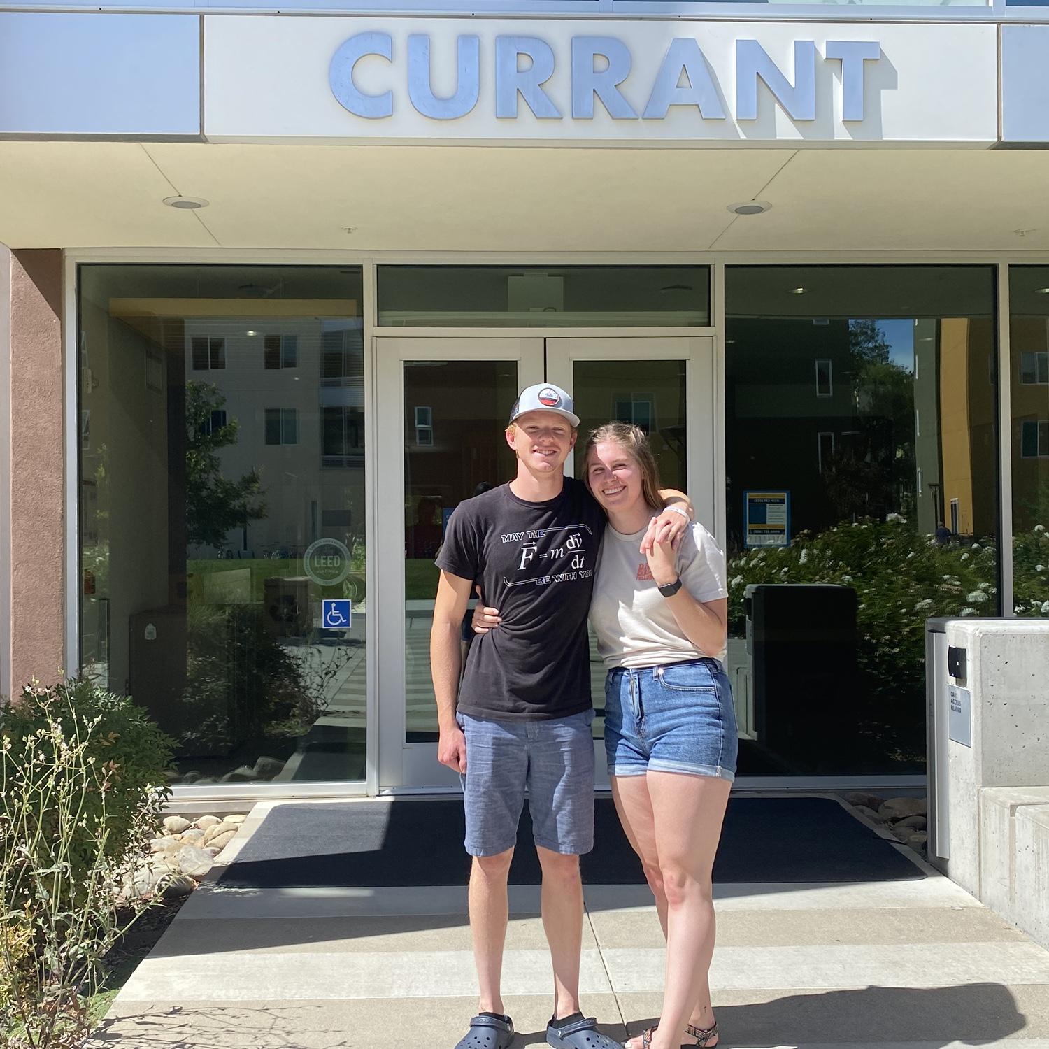 The first 'official' picture of Hannah and Josh - in front of the dorm hall that they lived down the hall from each other in.