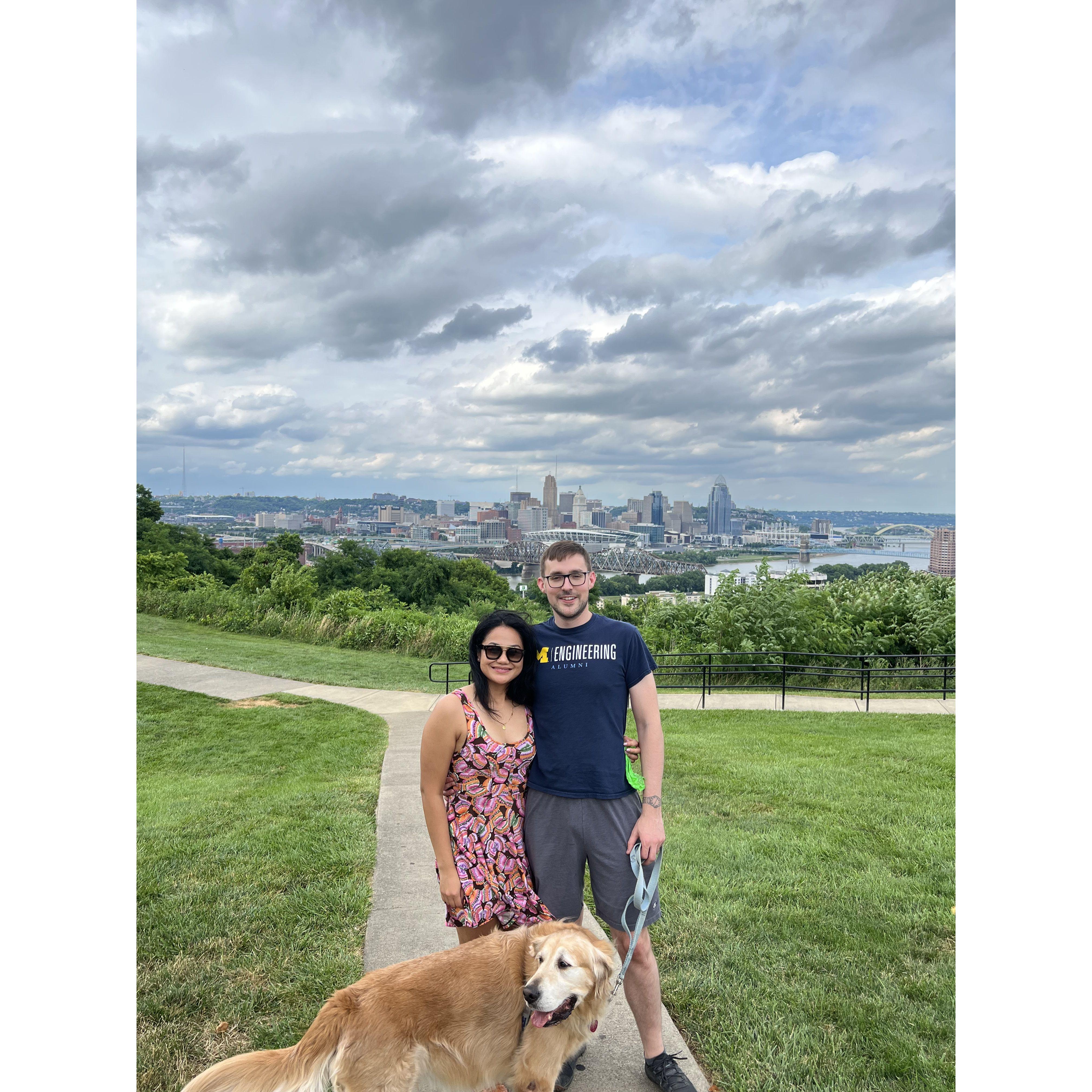 Basking in the views of the city where they met, and with their favorite boy