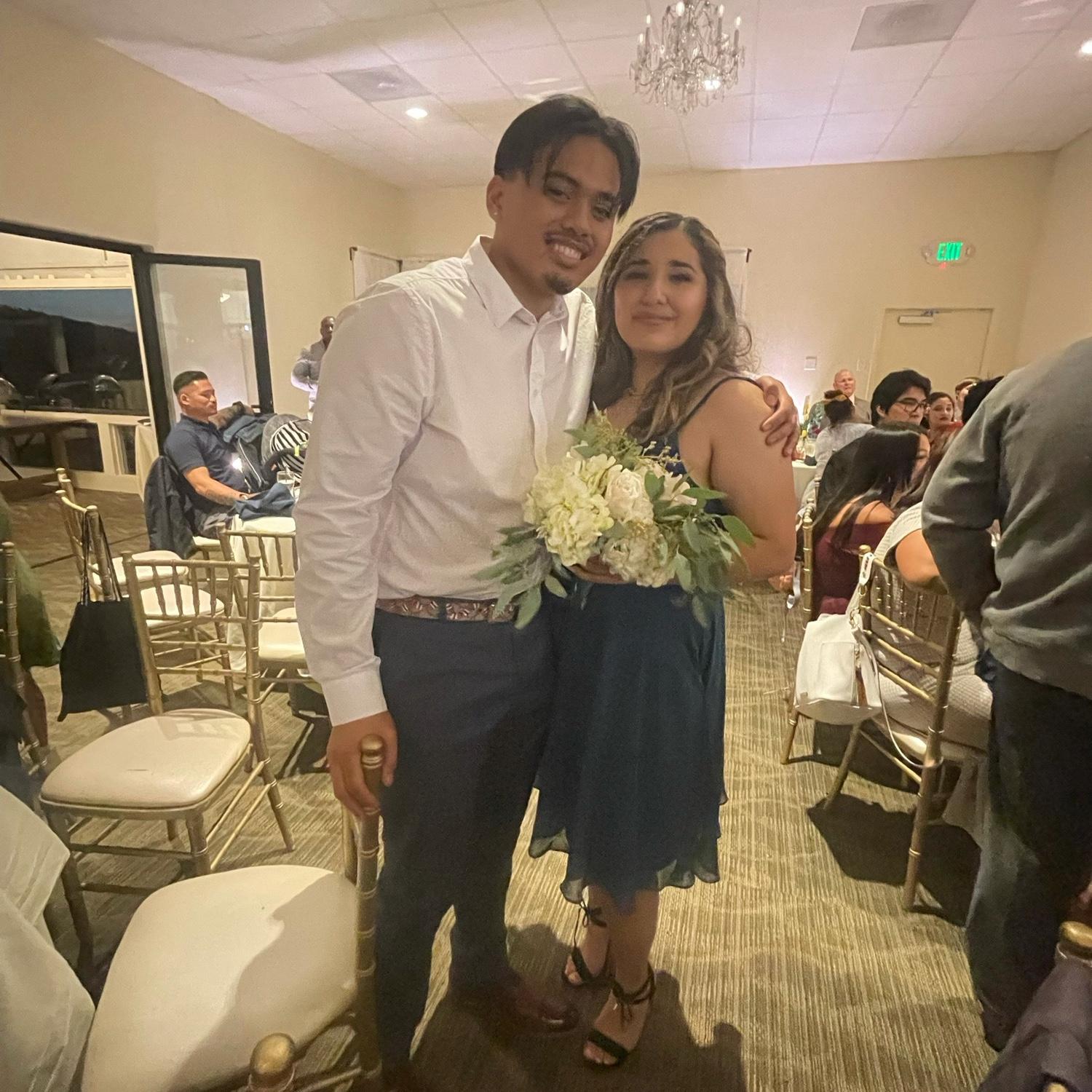 When I caught the bouquet at a wedding.