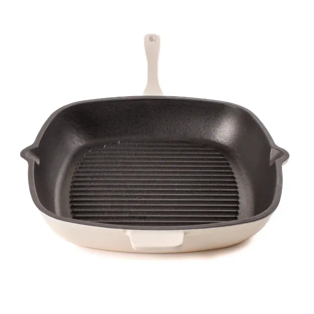 BergHOFF Neo 11" Cast Iron Square Grill Pan, Meringue