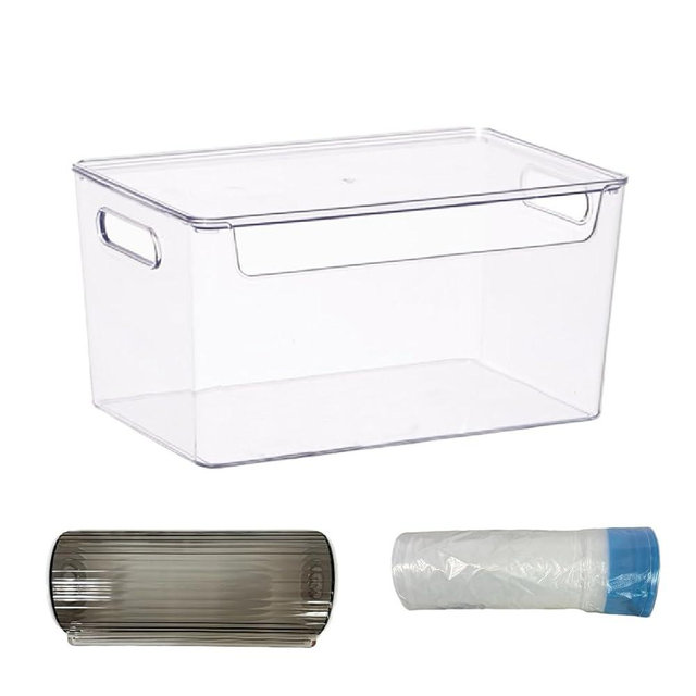 Generic Trash Bin 2 Pack, Acrylic Plastic Trash Bag Holder, 33 Gallon Capacity, Transparent, Smooth Finish