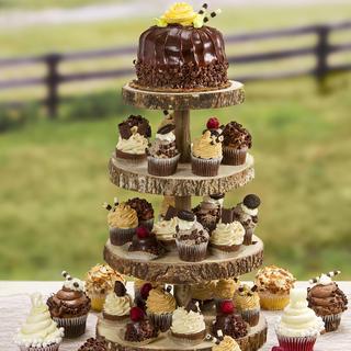 4-Tier Rustic Wood Cupcake Stand
