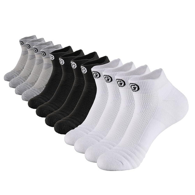 GLENMEARL 6/12 Pack Men's Ankle Socks, Low Cut Casual Socks for Sport Athletic Running, Moisture Wicking Cushioned Socks