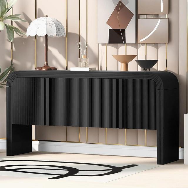 Merax Sideboard Storage Cabinet with Drawers, Wood Console Table for Living Room Hallway Entryway Dining Room, Black