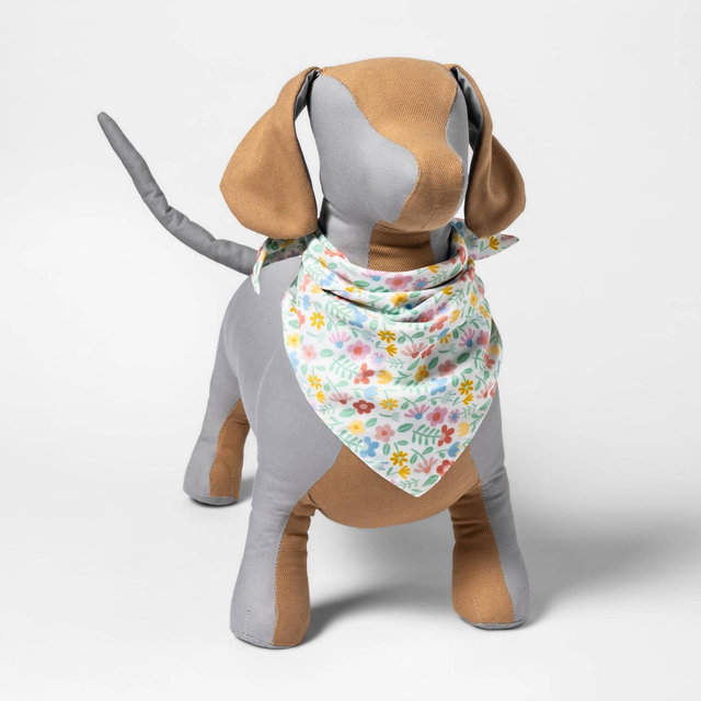 Floral Print Tie Dog Bandana - D Suede - Boots & Barkley™