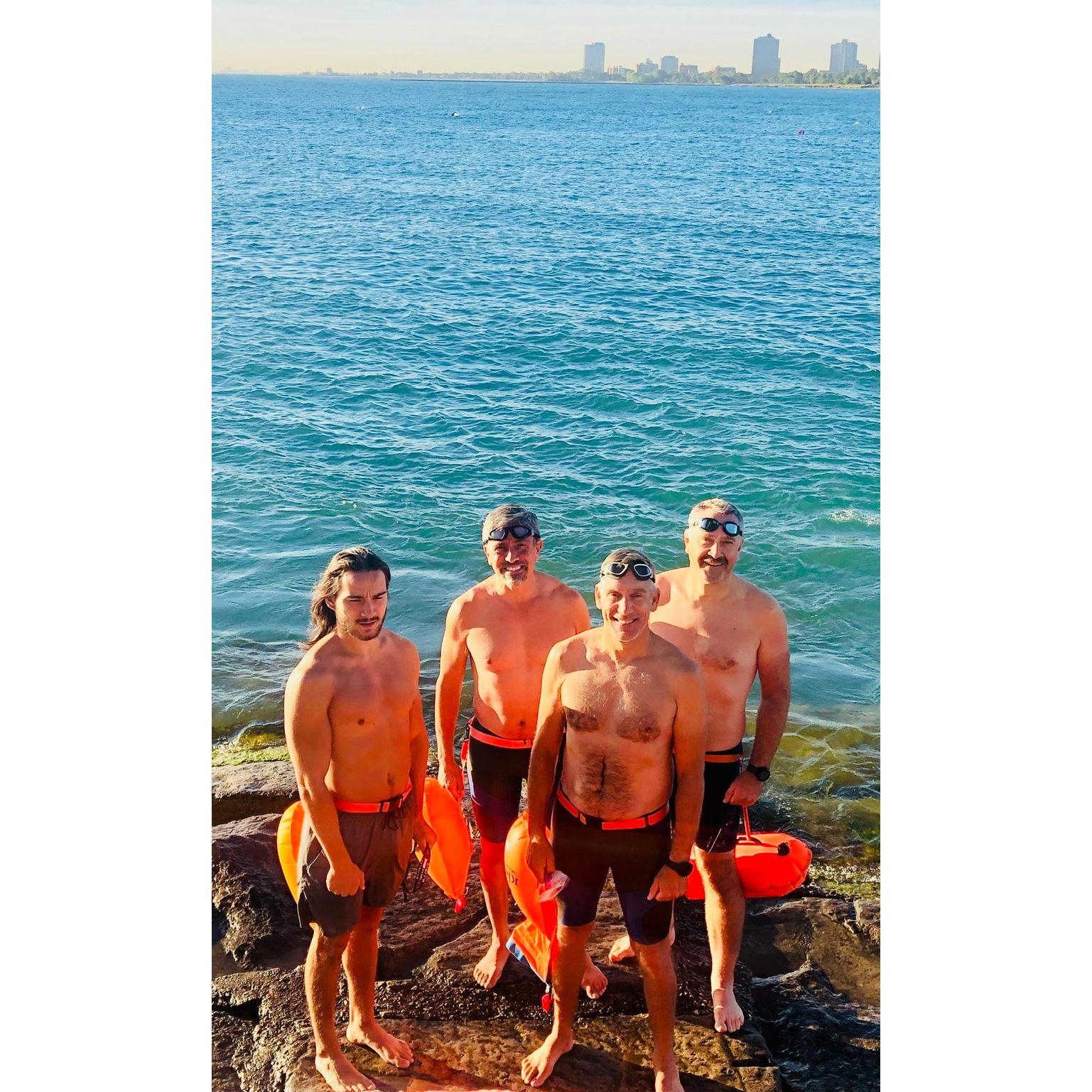 An early morning open water swim with Kevin and Peter at Promontory Point (near 57th St Beach)