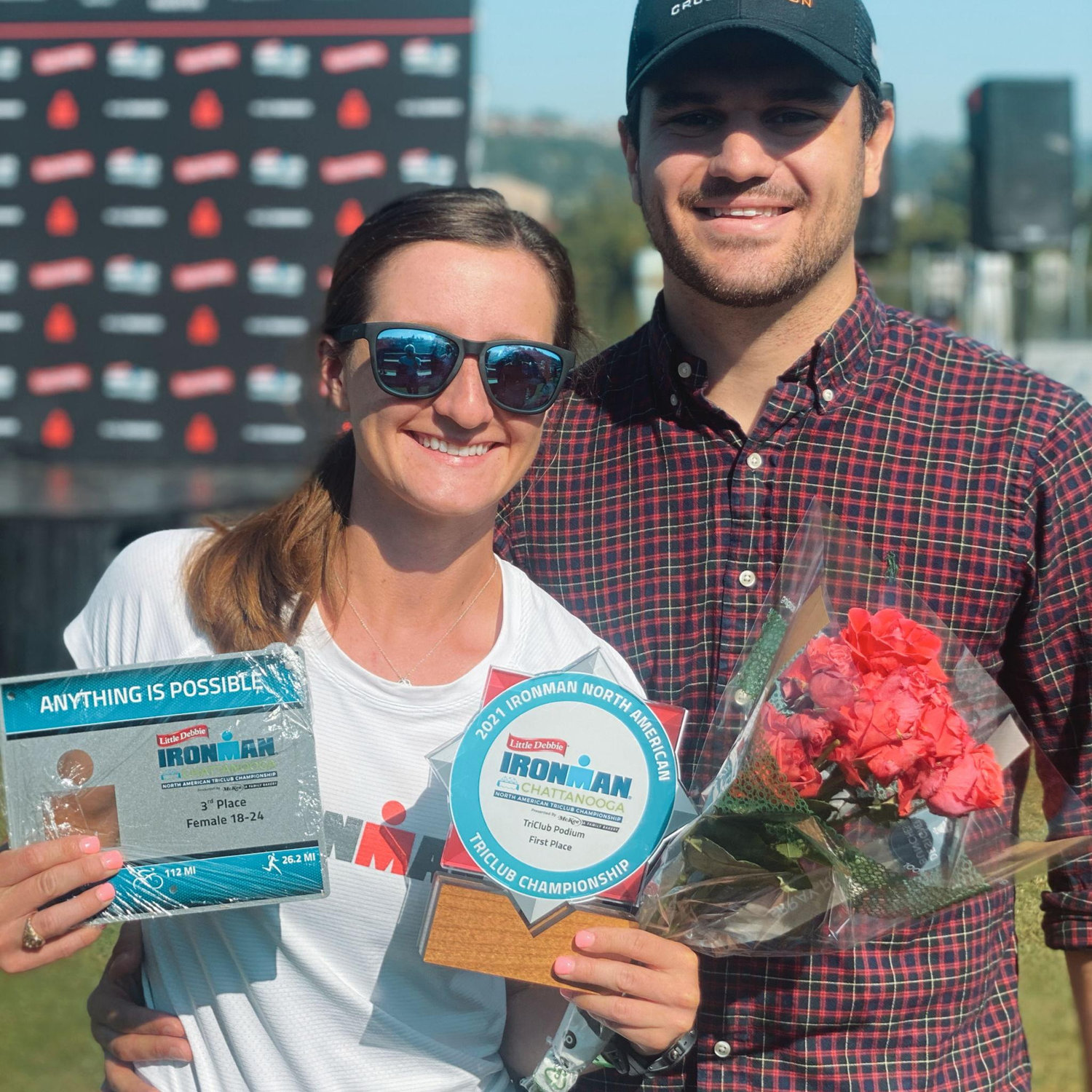 Celebrating Audrey's IRONMAN finish