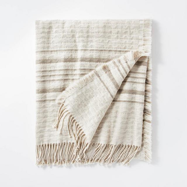 Striped Gauze Throw Blanket Cream/Taupe - Threshold™ designed with Studio McGee
