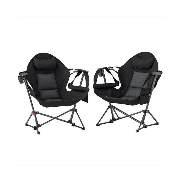 Outsunny Hammock Camping Chair Set of 2 with Adjustable Back,