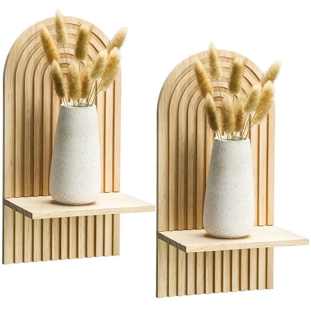 Tatuo 2 Pieces Boho Wooden Rainbow Wall Shelves Bohemian Candle Holders Rainbow Hanging Shelf Wall Mount Book Shelf for Living Room Bathroom Bedroom Classroom Office Nursery Wall Decor