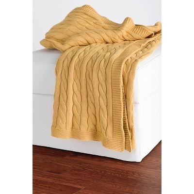 Yellow Cable Knit Throw - Rizzy Home