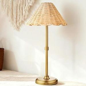 20.5'' Tall Cordless Boho Rattan Table lamp, 5200-mAh Rechargeable Battery, 3-Level Brightness Dimmable, Build-in LED 320 Lumen Max, for Bedside Restaurant Resort Hotel Dining Table