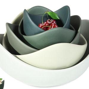 Notakia Salad Decorative Bowls Lotus Shaped Pasta Bowls Dishwasher Safe, Unique Angled Ceramic Bowls for Salad, Pasta, Soup, Rice, Prep, Ideal for Restaurant (Green)
